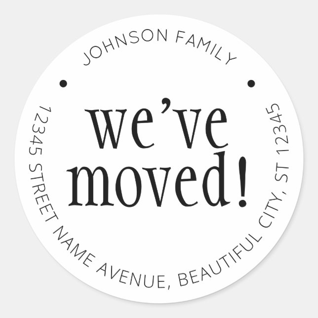 Simple We've Moved Modern Black New Address Label (Front)