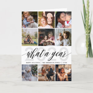 Simple What A Year Photo Collage Holiday Card