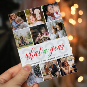 Simple What A Year Photo Collage Holiday Card