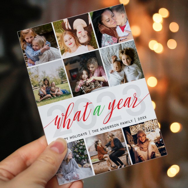 Simple What A Year Photo Collage Holiday Card (Creator Uploaded)