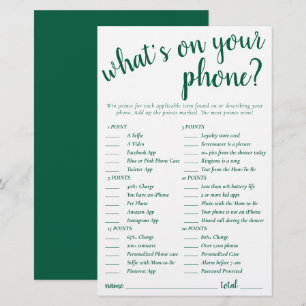 Simple Whats on Your Phone   Neon Green Game Card