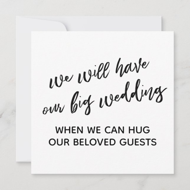 Simple When We Can Hug You Postponed Wedding Invitation (Front)