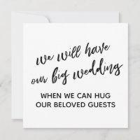Simple When We Can Hug You Postponed Wedding