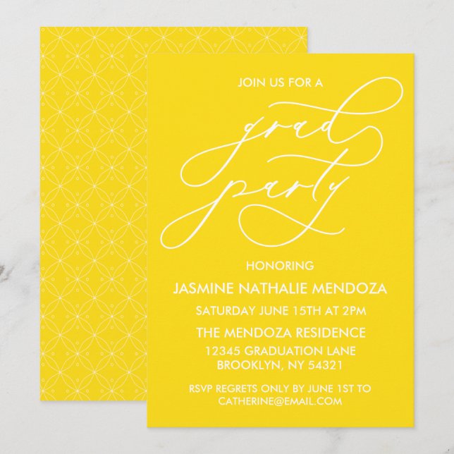 SIMPLE WHIMSICAL CALLIGRAPHY GRADUATION INVITATION (Front/Back)