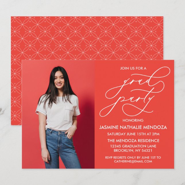 SIMPLE WHIMSICAL CALLIGRAPHY GRADUATION INVITATION (Front/Back)