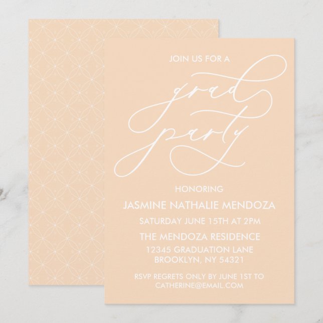 SIMPLE WHIMSICAL CALLIGRAPHY GRADUATION INVITATION (Front/Back)