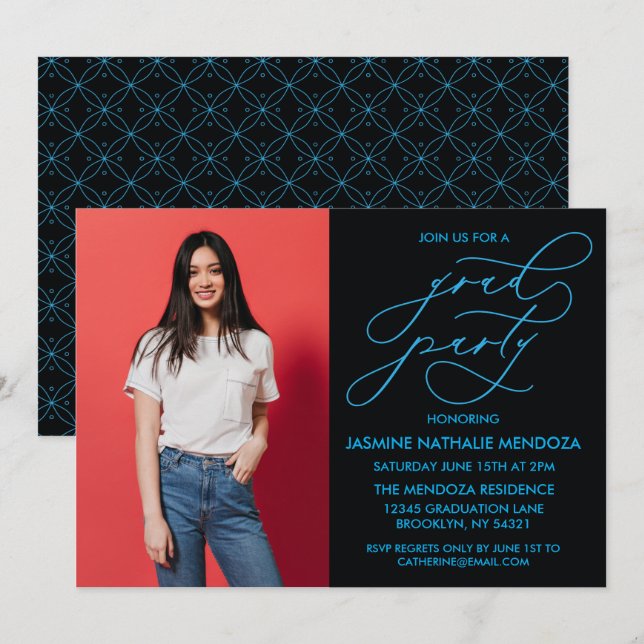 SIMPLE WHIMSICAL CALLIGRAPHY GRADUATION INVITATION (Front/Back)