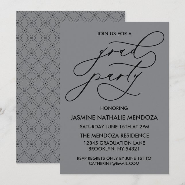 SIMPLE WHIMSICAL CALLIGRAPHY GRADUATION INVITATION (Front/Back)