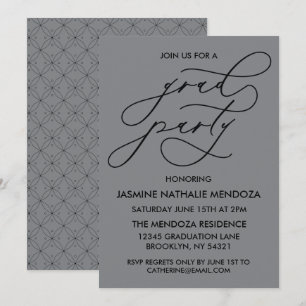 SIMPLE WHIMSICAL CALLIGRAPHY GRADUATION INVITATION