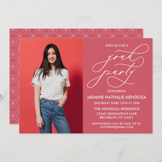 SIMPLE WHIMSICAL CALLIGRAPHY GRADUATION INVITATION (Front/Back)