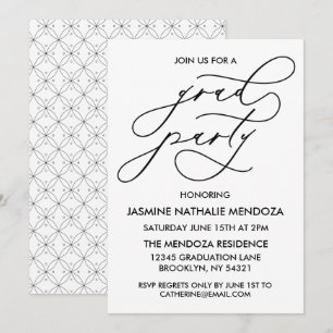 SIMPLE WHIMSICAL CALLIGRAPHY GRADUATION INVITATION