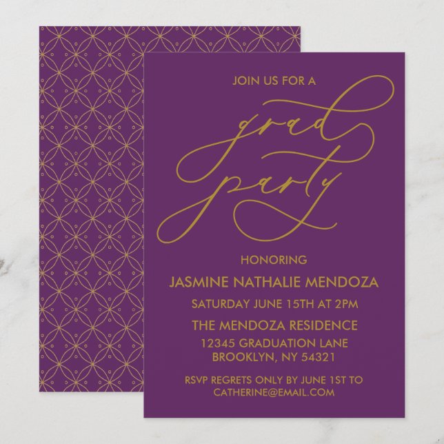 SIMPLE WHIMSICAL CALLIGRAPHY GRADUATION INVITATION (Front/Back)