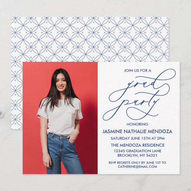 SIMPLE WHIMSICAL CALLIGRAPHY GRADUATION INVITATION (Front/Back)