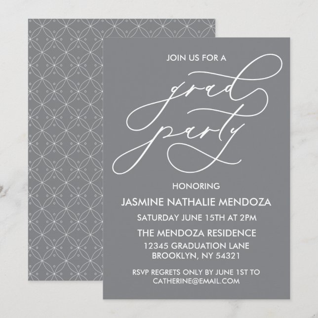 SIMPLE WHIMSICAL CALLIGRAPHY GRADUATION INVITATION (Front/Back)