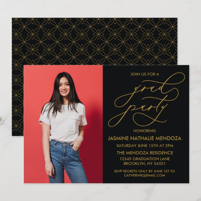 SIMPLE WHIMSICAL CALLIGRAPHY GRADUATION INVITATION (Front/Back)