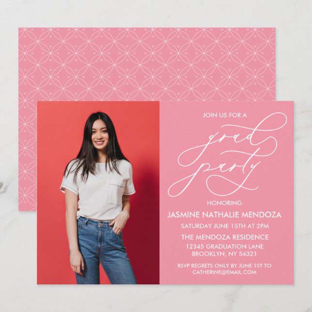 SIMPLE WHIMSICAL CALLIGRAPHY GRADUATION INVITATION (Front/Back)