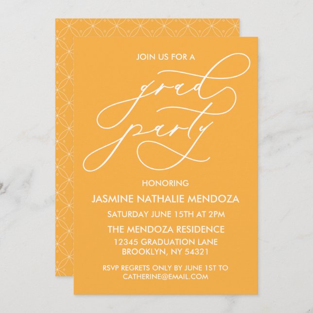 SIMPLE WHIMSICAL CALLIGRAPHY GRADUATION INVITATION (Front/Back)