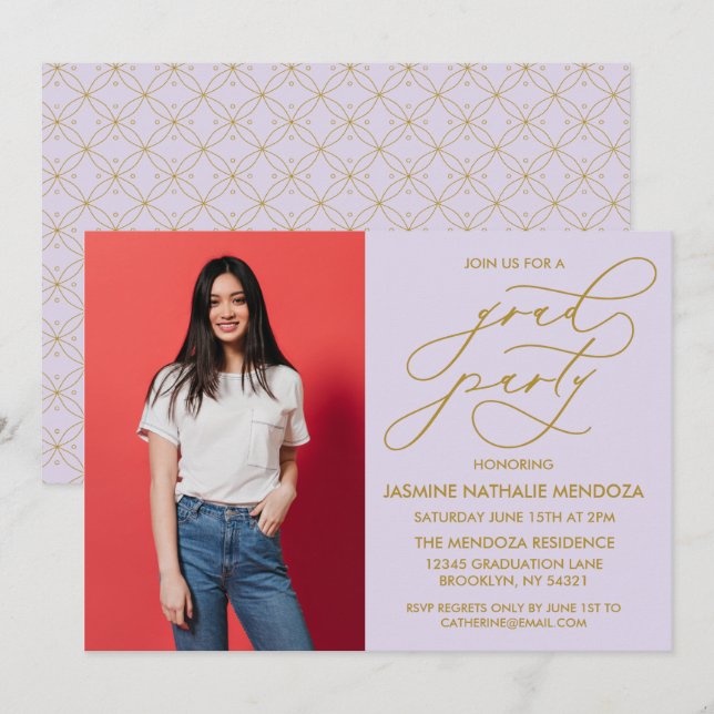 SIMPLE WHIMSICAL CALLIGRAPHY GRADUATION INVITATION (Front/Back)