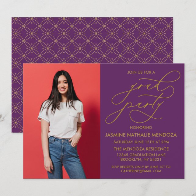 SIMPLE WHIMSICAL CALLIGRAPHY GRADUATION INVITATION (Front/Back)