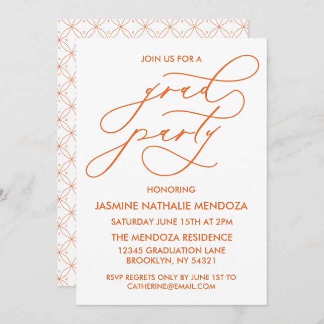 SIMPLE WHIMSICAL CALLIGRAPHY GRADUATION INVITATION (Front/Back)