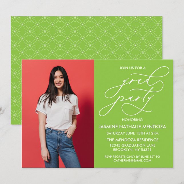 SIMPLE WHIMSICAL CALLIGRAPHY GRADUATION INVITATION (Front/Back)