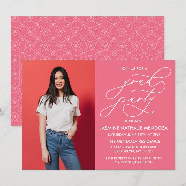 SIMPLE WHIMSICAL CALLIGRAPHY GRADUATION INVITATION (Front/Back)