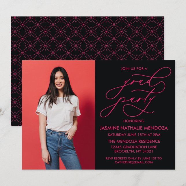 SIMPLE WHIMSICAL CALLIGRAPHY GRADUATION INVITATION (Front/Back)