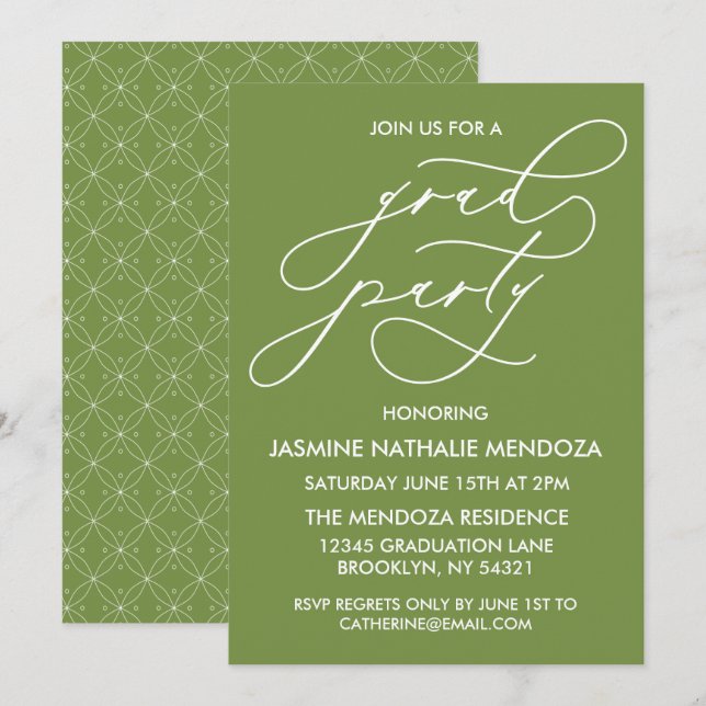SIMPLE WHIMSICAL CALLIGRAPHY GRADUATION INVITATION (Front/Back)