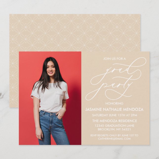 SIMPLE WHIMSICAL CALLIGRAPHY GRADUATION INVITATION (Front/Back)