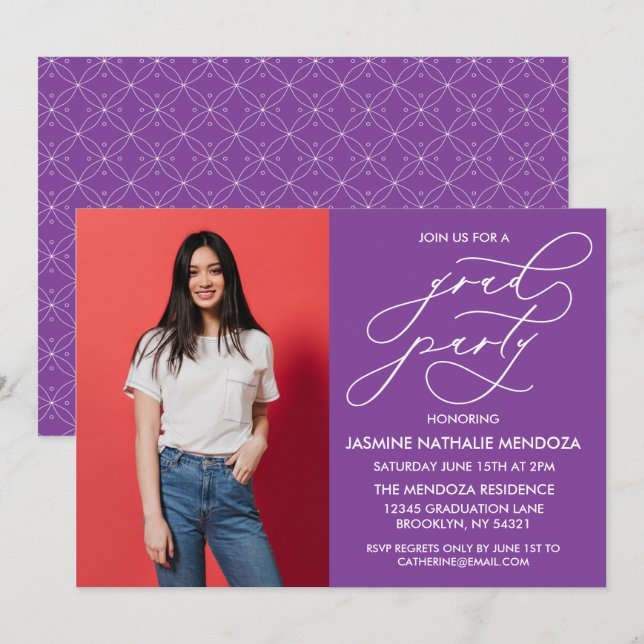 SIMPLE WHIMSICAL CALLIGRAPHY GRADUATION INVITATION (Front/Back)