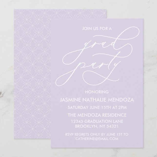 SIMPLE WHIMSICAL CALLIGRAPHY GRADUATION INVITATION (Front/Back)