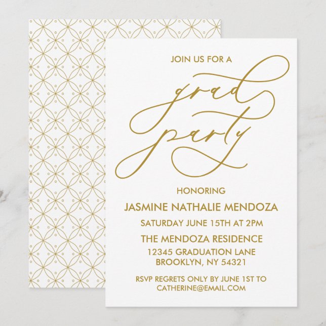 SIMPLE WHIMSICAL CALLIGRAPHY GRADUATION INVITATION (Front/Back)