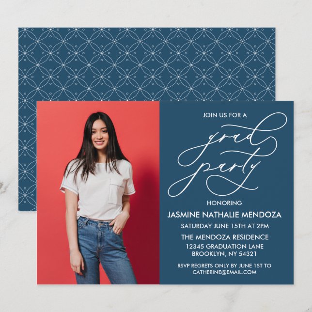 SIMPLE WHIMSICAL CALLIGRAPHY GRADUATION INVITATION (Front/Back)