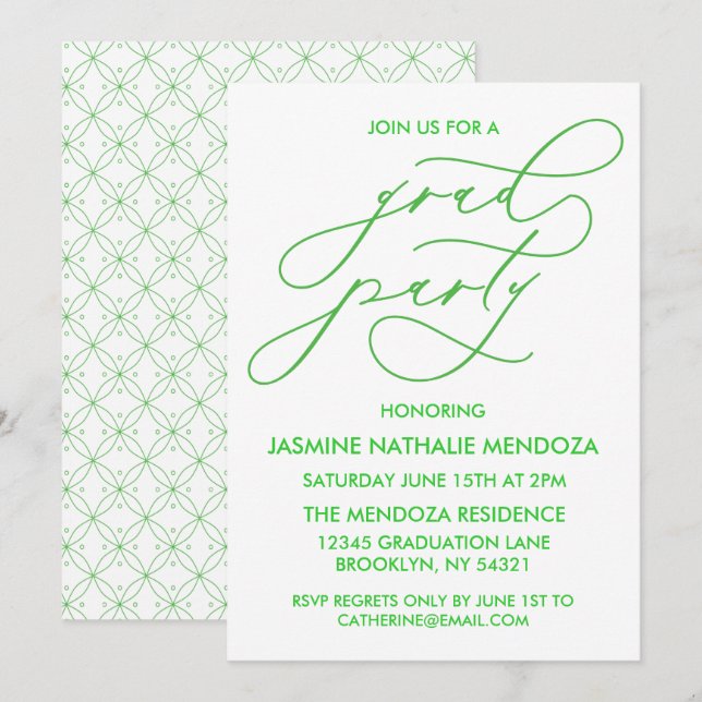 SIMPLE WHIMSICAL CALLIGRAPHY GRADUATION INVITATION (Front/Back)