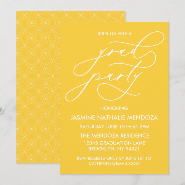 SIMPLE WHIMSICAL CALLIGRAPHY GRADUATION INVITATION (Front/Back)