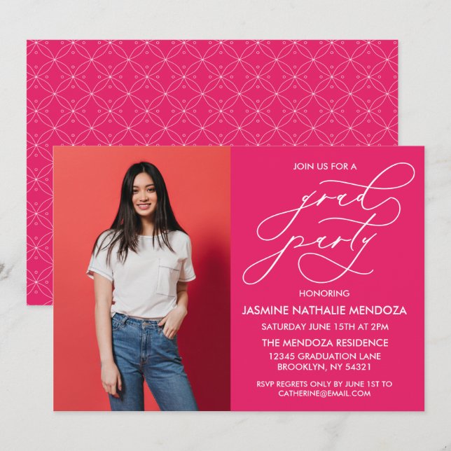 SIMPLE WHIMSICAL CALLIGRAPHY GRADUATION INVITATION (Front/Back)