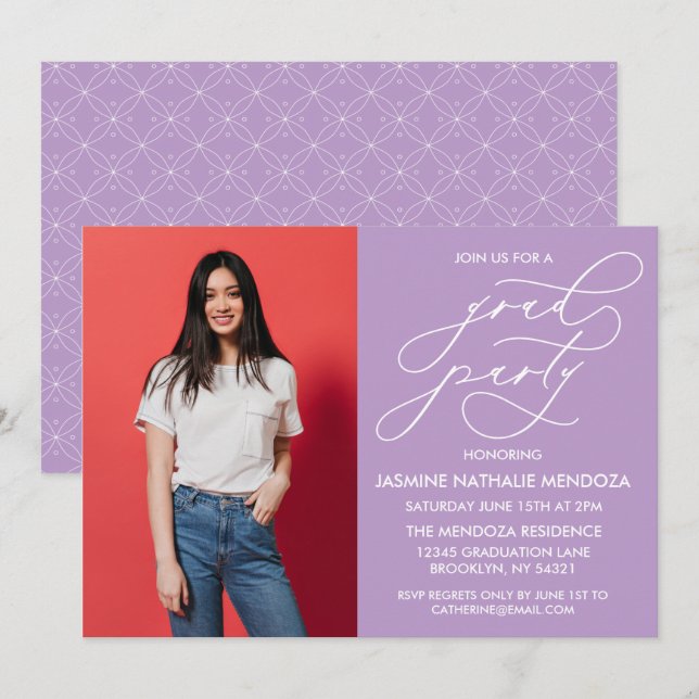 SIMPLE WHIMSICAL CALLIGRAPHY GRADUATION INVITATION (Front/Back)