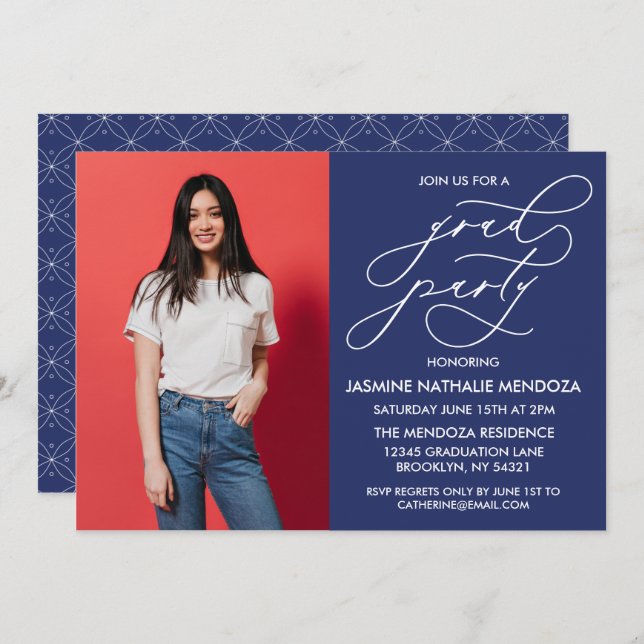 SIMPLE WHIMSICAL CALLIGRAPHY GRADUATION INVITATION (Front/Back)