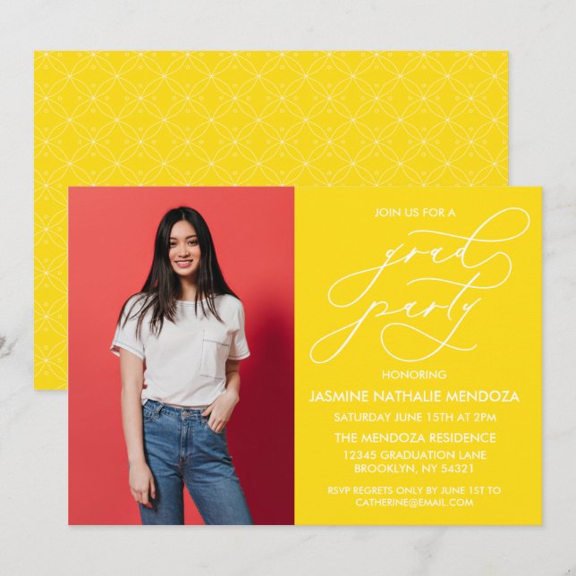 SIMPLE WHIMSICAL CALLIGRAPHY GRADUATION INVITATION (Front/Back)
