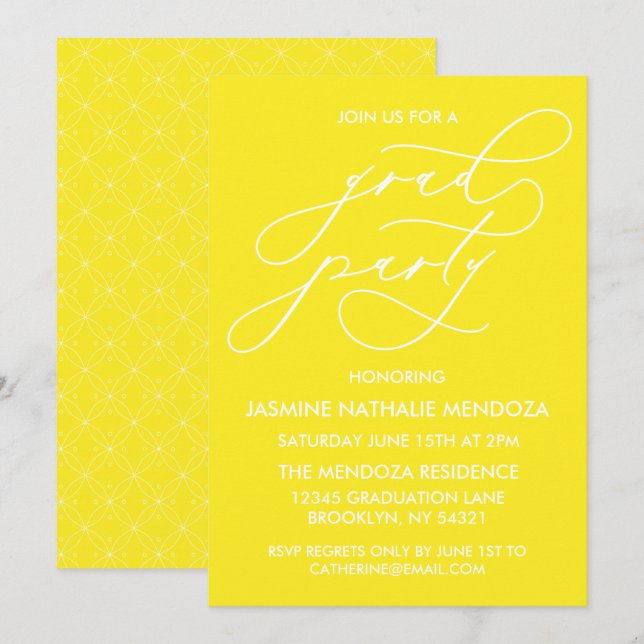 SIMPLE WHIMSICAL CALLIGRAPHY GRADUATION INVITATION (Front/Back)