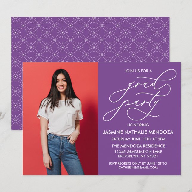 SIMPLE WHIMSICAL CALLIGRAPHY GRADUATION INVITATION (Front/Back)