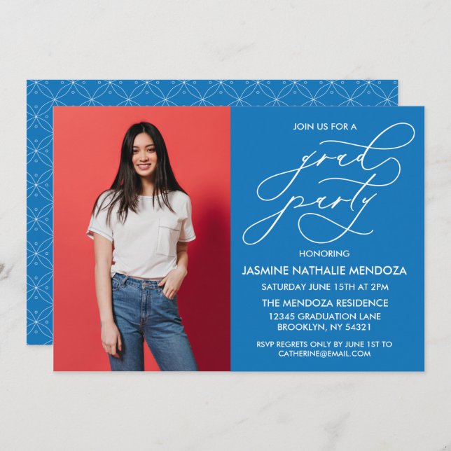 SIMPLE WHIMSICAL CALLIGRAPHY GRADUATION INVITATION (Front/Back)