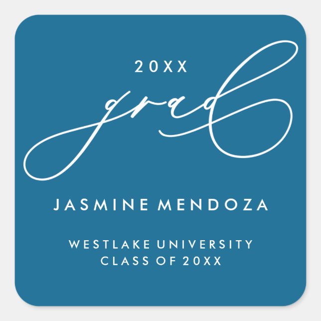 SIMPLE WHIMSICAL CALLIGRAPHY GRADUATION STICKER (Front)