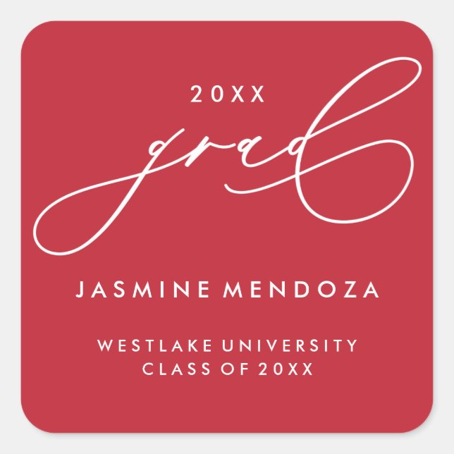 SIMPLE WHIMSICAL CALLIGRAPHY GRADUATION STICKER (Front)