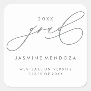 SIMPLE WHIMSICAL CALLIGRAPHY GRADUATION STICKER