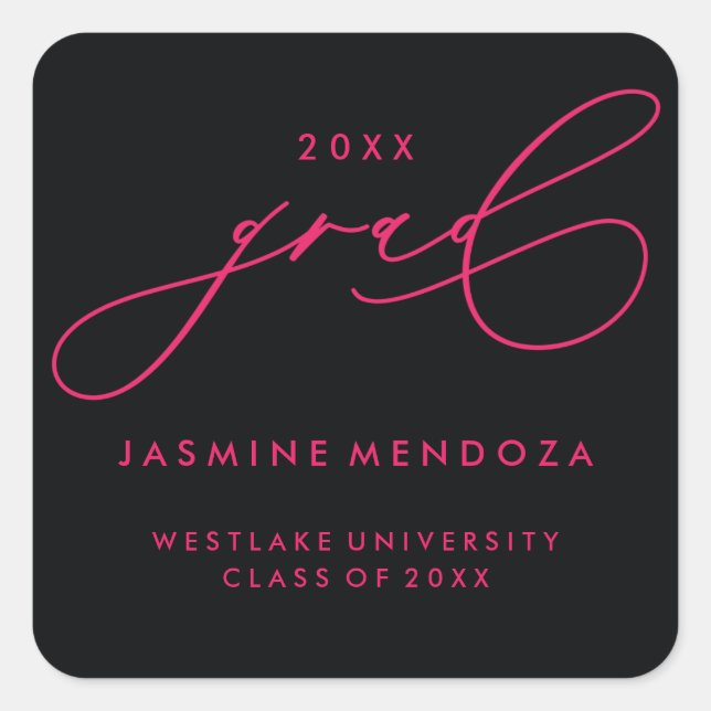 SIMPLE WHIMSICAL CALLIGRAPHY GRADUATION STICKER (Front)