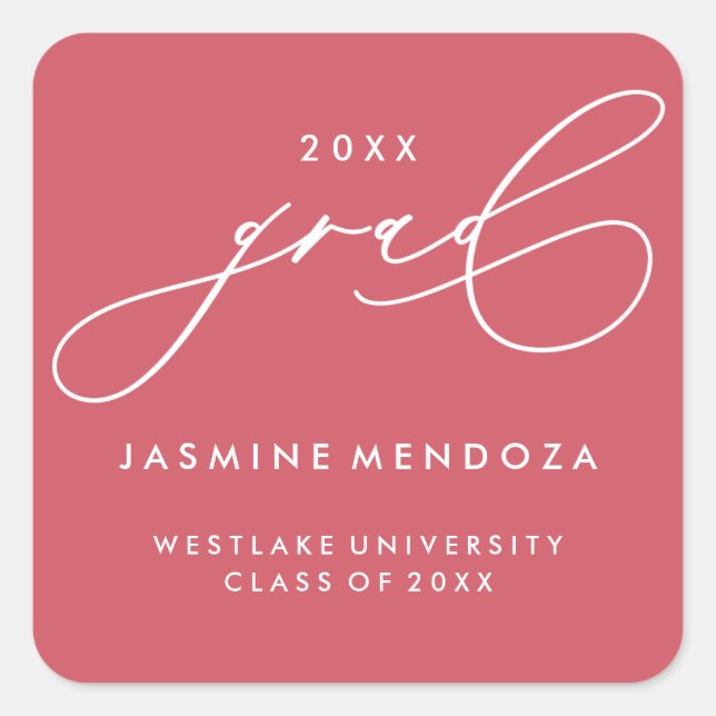 SIMPLE WHIMSICAL CALLIGRAPHY GRADUATION STICKER (Front)