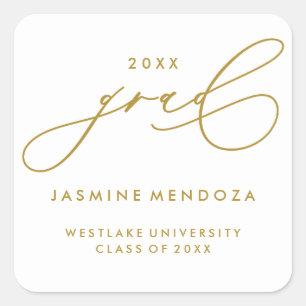 SIMPLE WHIMSICAL CALLIGRAPHY GRADUATION STICKER