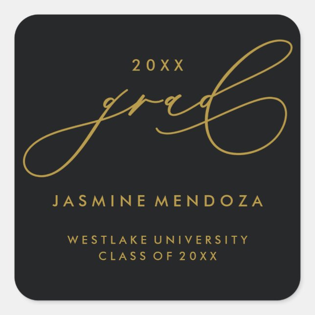 SIMPLE WHIMSICAL CALLIGRAPHY GRADUATION STICKER (Front)