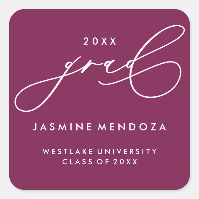 SIMPLE WHIMSICAL CALLIGRAPHY GRADUATION STICKER (Front)